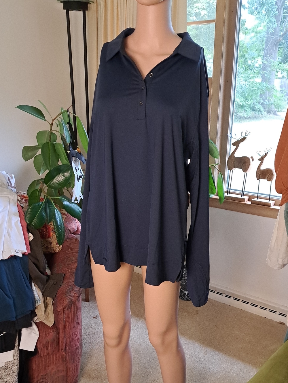 Chase54 Women's Navy Long-Sleeve Polo Top 2xl Ptp 22